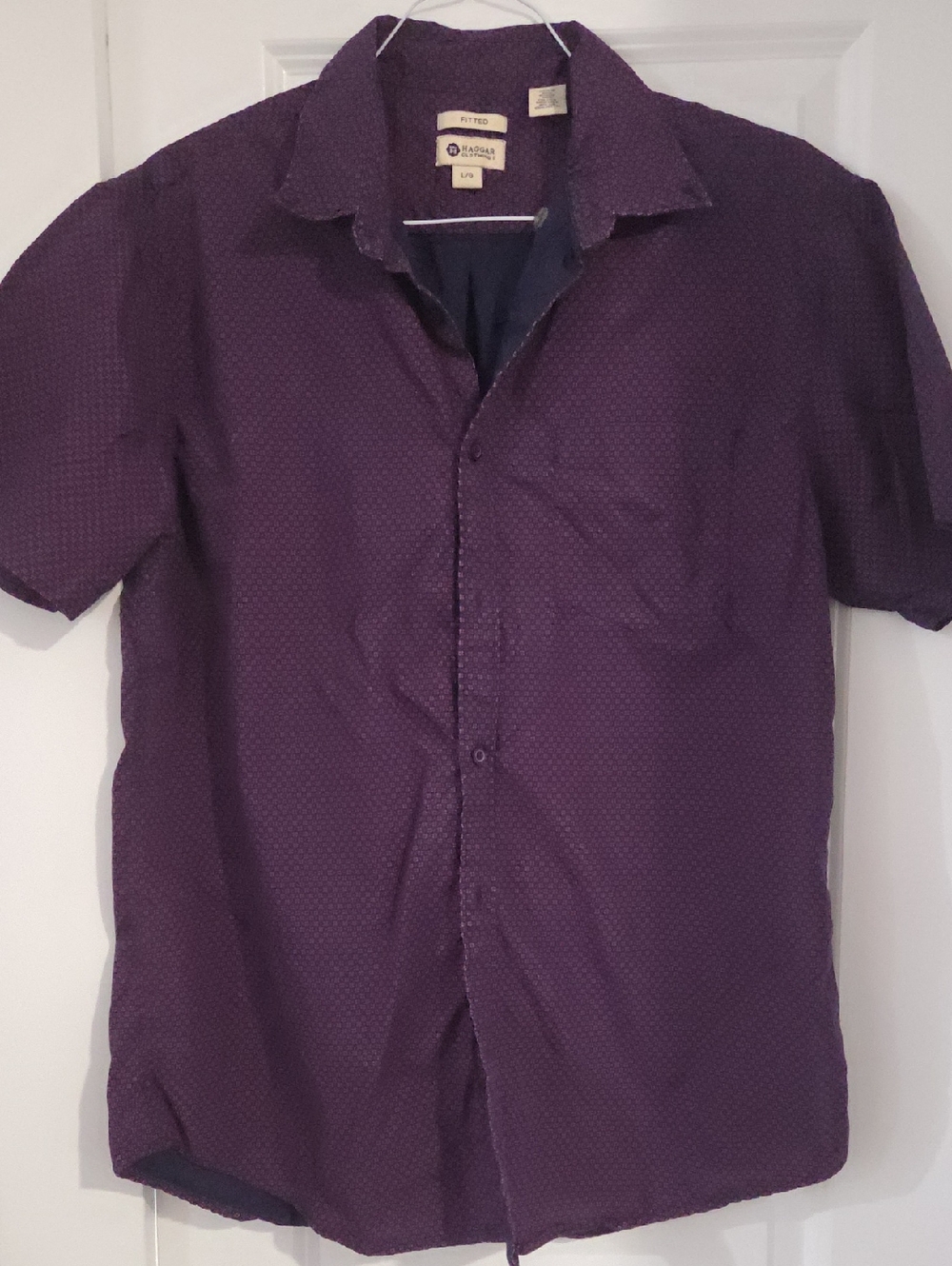 Haggar Men's Short-Sleeve Button-Down Shirt in Deep Purple